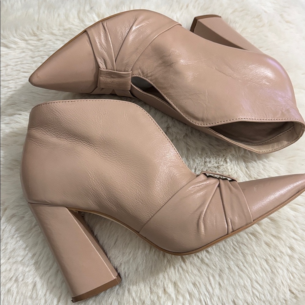 Bruno Menegatti Ruched Bow Detail Bootie Elegant Tan Ankle Boots Size‎ 7